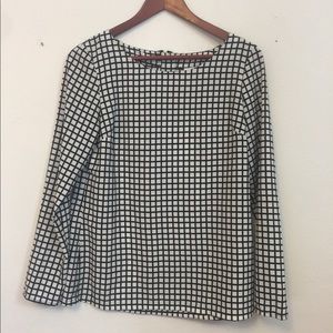 Merona black and white window pane blouse